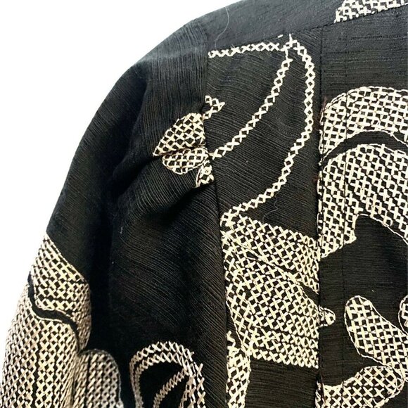 SilkLand Black with Gold Embroidered Blazer Petite Large 92% Silk - Picture 11 of 13